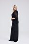 Women's Black Plus Size Sleeve Chiffon Glitter Evening Dress - 5