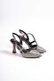 Platinum Glitter Heeled Women's Shoes - 3