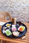 Metal 4 Piece (51 37 45 30 Cm) Round Tray Set with Black Wooden Handles, Breakfast Tray - 2