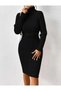Turtleneck Ribbon Detail Ribbed Model Long Knitwear Dress - 5
