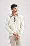 Modern Fit Hooded Half Zipper Kangaroo Pocket Basic Plain Sweatshirt A7820Ax23Au - 5
