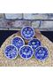 6 Pieces Ceramic Evil Eye Bead Themed Real Hand Embroidered Decorative 8 Cm Sauce, Cookie, Appetizer Bowl Set