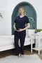 2384 Women's Maternity Pajamas Set - Three-Piece Dressing Gowns, Short Sleeves, Navy Blue - 3