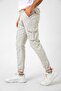 Gray Cargo Pocket, Zippered Elastic Leg Stretch Fabric Slim Fit Gabardine Men's Cargo Pants - 2