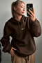 Brown Oversize Hooded Sweatshirt - Growths Printed - 2