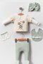 Organic Scallop Collar Süzene Flower Bunch Baby Hospital Exit Bodysuit Set - 3