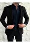 Men's Italian Style Slim Fit Blazer Black Single Jacket