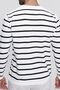 Men's White Crew Neck Striped Casual Knitwear Sweater - 3