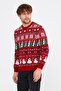 Red Men's Christmas New Year Sweater-noelkzkr32s - 4