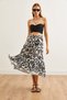 Women's Geometric White Piece Woven Viscose Long Skirt Etk- 19000274 - 5