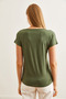 Women's Khaki Collar Lace Loose Viscose Blouse Blz- 19000873 - 2