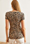 Women's Leopard Beige Zippered Camisole Blouse Blz- 19000112 - 2