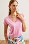Women's Candy Pink Collar Lace Loose Viscose Blouse Blz- 19000873 - 7