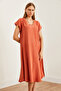 Women's Tile V Neck Woven Viscose Loose Dress Elb- 19002245 - 6
