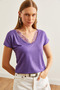 Women's Plum Neck Lace Loose Viscose Blouse Blz- 19000873 - 4