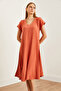 Women's Tile V Neck Woven Viscose Loose Dress Elb- 19002245 - 5