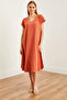 Women's Tile V Neck Woven Viscose Loose Dress Elb- 19002245 - 2