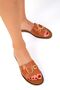 Tan Genuine Leather Women's Slippers 19480 - 2