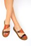 Tan Genuine Leather Women's Slippers 19471 - 2