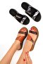 Tan Genuine Leather Women's Slippers 19471 - 3