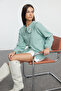 Light Green Embroidered Collar Cotton Oversized Woven Shirt TWOSS23GO00009