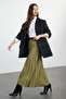 Khaki Pleated Woven Skirt Tctss24Ee00010 - 4