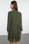 Khaki Plain Wide Cut Polka Dot Chiffon Fabric Woven Winter Dress Twoaw25El00276 - 5