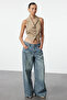 Vizon Fitted Düğme Detaylı Crop Dokuma Yelek TWOAW25YE00069