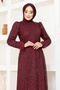 Burgundy Glitter Tulle Evening Dress - YGS6569 - 4