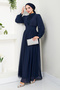 Navy Blue Sequin Chiffon Evening Dress - YGS4020