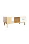 H302 Modern Coffee Table with Drawers & Shelf - Walnut White, for Living Room/Office