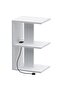 E-Shape Night Stand with USB Ports & 3 Open Shelves - Easy Assembly, Lightweight, White