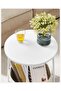 VASAGLE Modern Round Side Table with Fabric Basket, Easy Assembly, Sturdy, White and Beige - 5