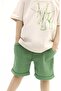 Elephant Stone Color T-Shirt and Green Muslin Shorts Set TYE0031