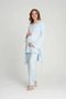 Women's Blue Design Flounce Sleeve Summer 100% Cotton Maternity Pajama Set