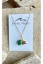 Aquarius Symbol and Aventurine Natural Stone Steel Necklace