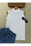 Women's Sleeveless Turtleneck Viscose Badi Tank Top White Bodysuit