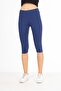 Super Quality Indigo Combed Cotton Lycra Below Knee Capri Leggings High Waist - 6