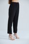 Women's Black Pocket Elastic Waist Fabric Trousers - 3
