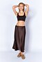 Coffee Satin Skirt |   Ek100298936-8936