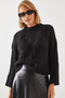 Women's Black Openwork Sweater 20246180