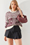 Women's Ecru Burgundy Jacquard Sweater 20246194 - 3