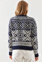 Women's Navy Blue Ecru Jacquard Sweater 20246194 - 6