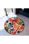 Mira Round Multicolored Starfish Fish Patterned Woven Base Modern Decorative Carpet 5652