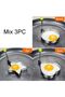 Set of 3 Metal Baking Molds - for Omelet Eggs and Pancakes, Heart-Circle-Star Patterns