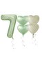 Age 7 Water Green Heart Patterned Foil Balloon Set