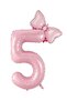 Pink Number Bow Foil Balloon Set Age 5