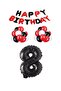 Bal10 Black Red Happy Birthday Black Number Foil and Latex Balloon Set Age 8