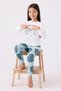 Girl's Pajama Set Cream-Aqua Green Rp3471-2