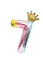 Bal10 Best 7 Year Old Rainbow Number and King Crown Foil Balloon Birthday Party Celebration Set